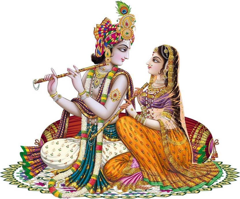 god & god's 61 cm Radha Krishna Wall Sticker Self Adhesive Sticker