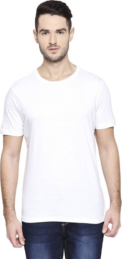 Byford by Pantaloons Men Solid Round Neck Pure Cotton White T-Shirt