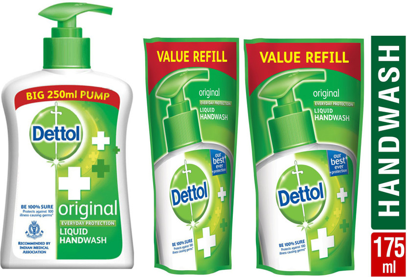 Dettol original Liquid Handwash 250 ml +2 Refile 175 ml Hand