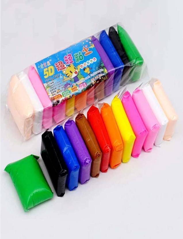 AKANSHA Ultra Light Multicolour DIY Non-Toxic Modeling Magic Fluffy Foam Bouncing Clay Putty Kit for Kids with Tools (Pack of 12)