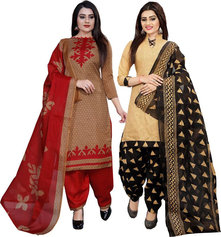 Unstitched Cotton Salwar Suit Material Printed