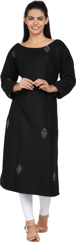 Amodini Solid Cotton Blend Straight Kurta for Women