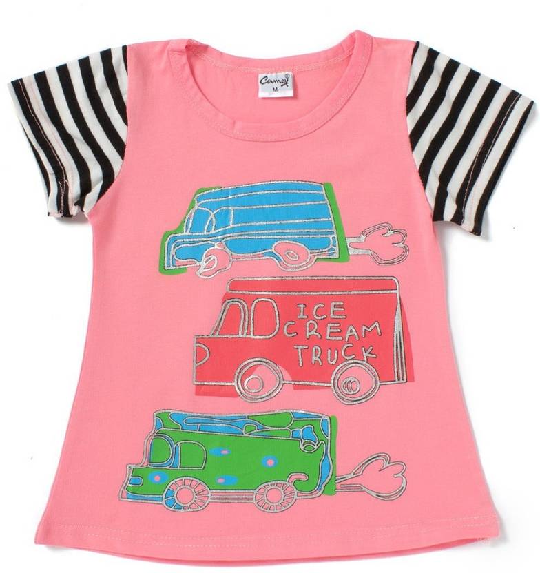 Camey Girls Printed Cotton Blend Regular T Shirt