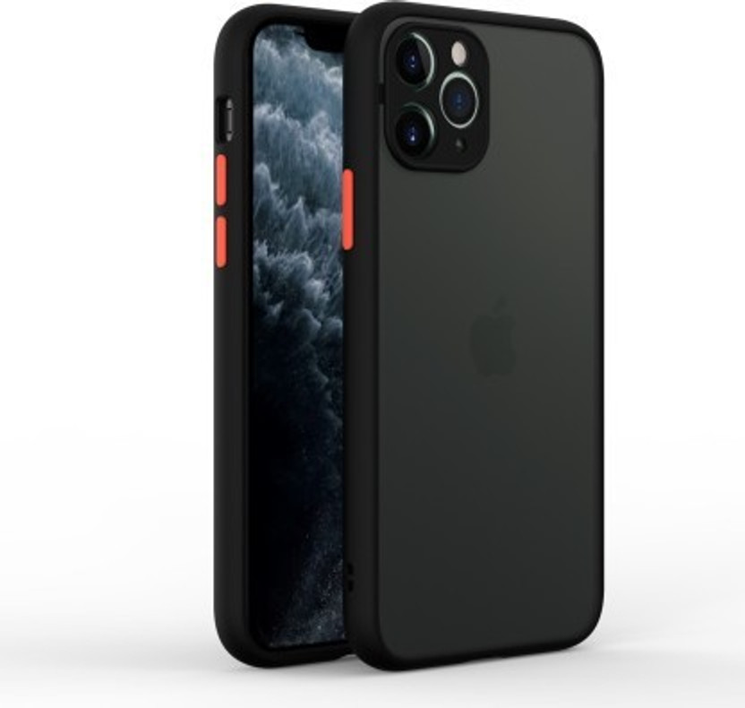 Back Cover for Apple iPhone 11 Pro Max Color Button Smoke Back Hard PC Phone Case (With Red Button Grip)