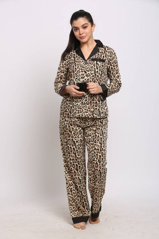 Leopard print hotsell satin pyjama set