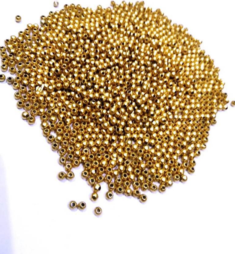 Atifa embroidery material 3mm dull gold pearl for embroidery craft and jewellery making(100gm)
