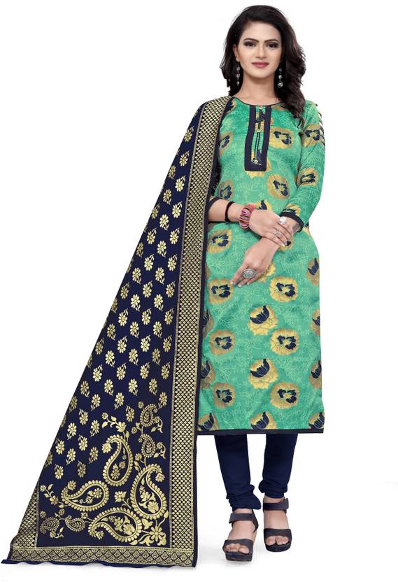 VredeVogel Silk Blend Self Design Kurta & Churidar Material