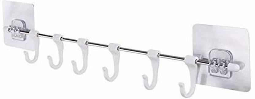 ARYANS ENTERPRISE Kitchen Hook Wall Mounted Hooks and Utensil Rack, Multi-Purpose Adhesive Door Hanger