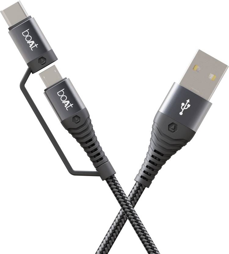 boAt USB Type C Cable 3 A 1.5 m Deuce USB 330 2in1 Micro USB and with