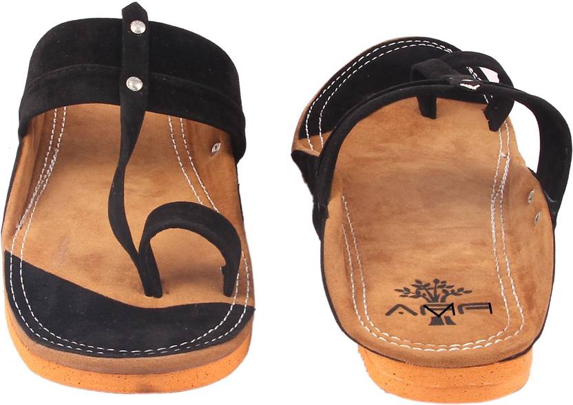 Men Black Flats Sandal