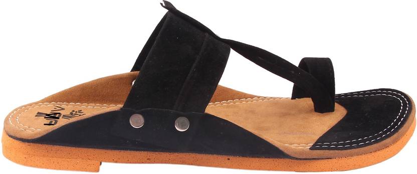 Men Black Flats Sandal