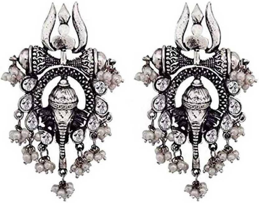 BSINT Brings to you Ganesha earrings which is made from silver alloy with beads ideal for woman and girls Beads Alloy Stud Earring