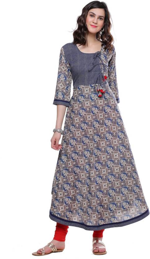 DIVENA Printed Cotton Blend Anarkali Kurta for Women