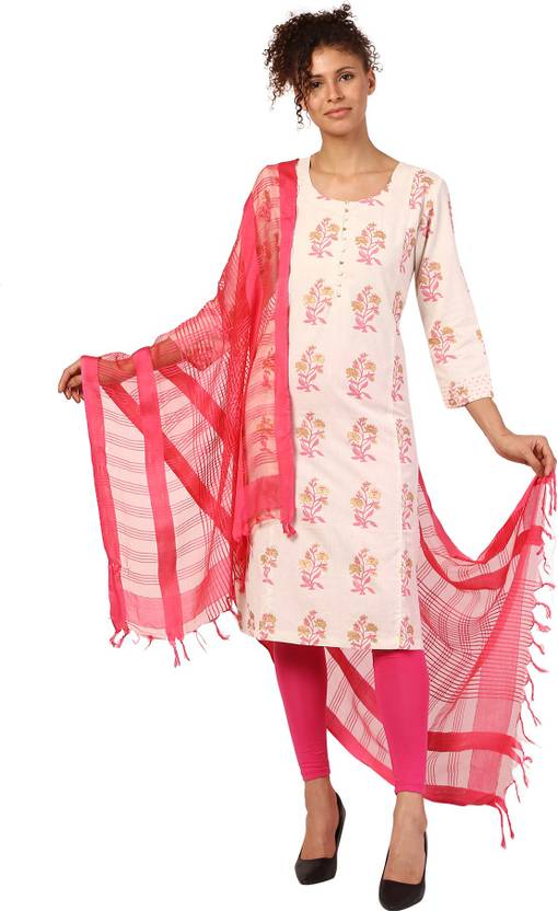 Amodini Cotton Blend Striped Pink Women Dupatta