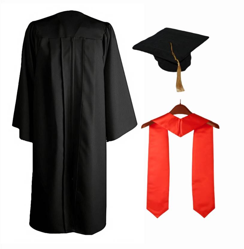 MeraConvocation Black Convocation Gown and Red Stole Graduation Gown ...