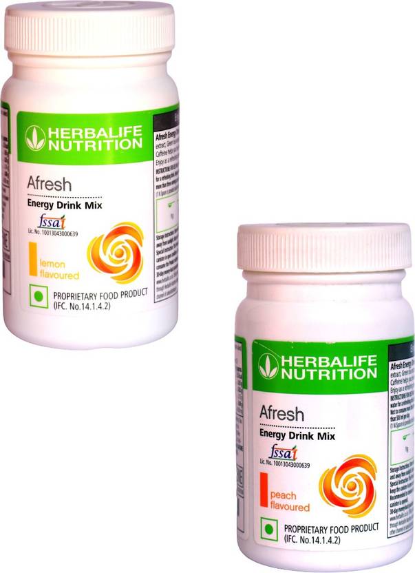 HERBALIFE Afresh Energy Drink Mix Lemon Flavor & Peach Flavor Combo