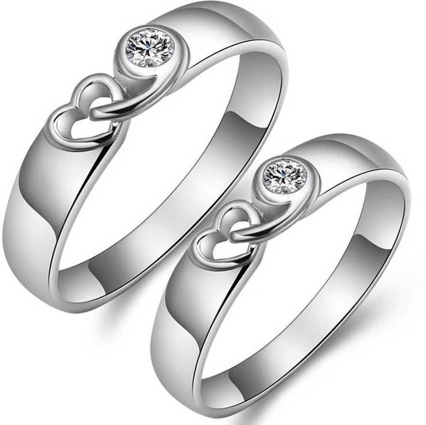 MEENAZ Stainless Steel, Stone, Brass, Copper, Sterling Silver, Silver Cubic Zirconia, Diamond, Crystal Silver, Platinum, Rhodium Plated Ring Set