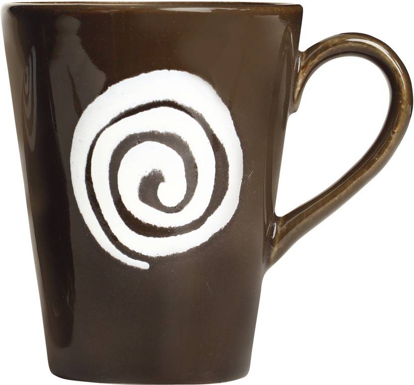 caffeine Handmade Brown & White Doodle Ceramic Coffee Mug
