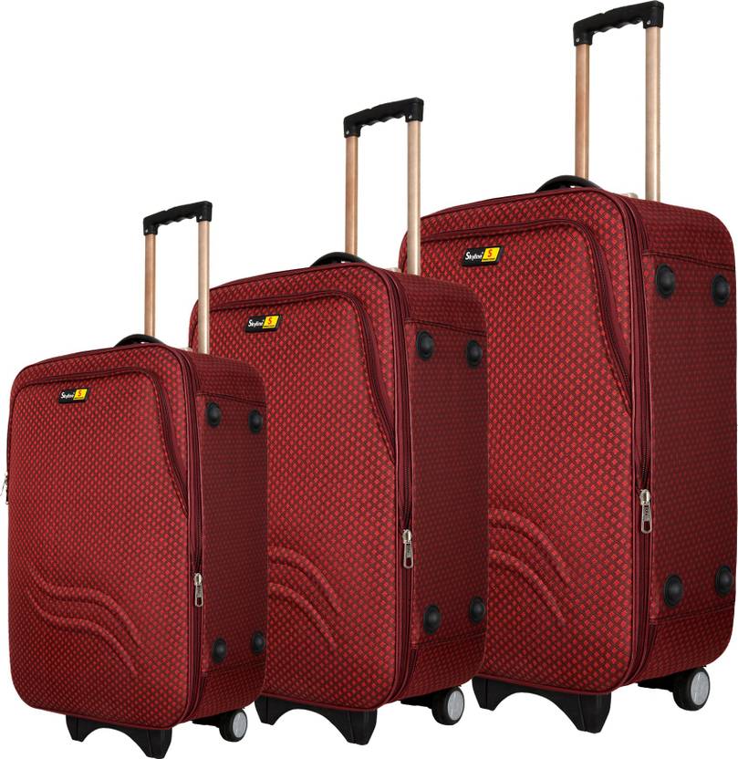 SKYLINE Pack of 3 Expandable Spinner Luggage Suitcase with Number Lock
