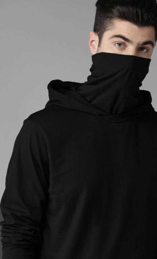 TEEFOX Typography Men Hooded Neck Black T-Shirt - Image 3