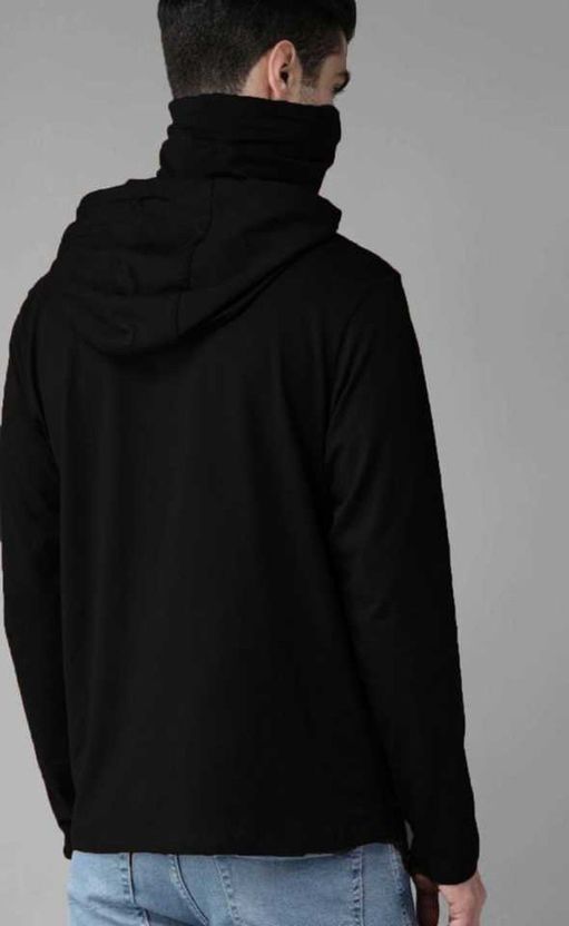 TEEFOX Typography Men Hooded Neck Black T-Shirt - Image 4