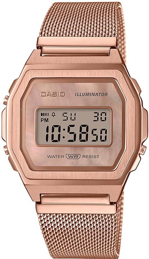 Price History of Vintage Rose Gold Dial Rose Gold Stainless Steel Mesh Band Digital Watch For Men Women D196 A1000MPG 9EF