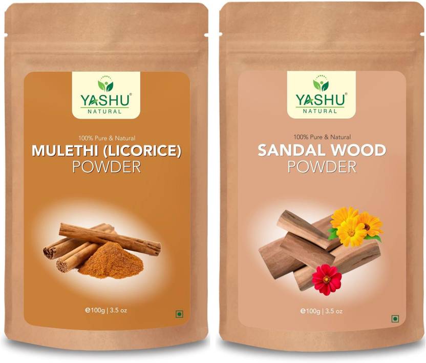 Yashu 100 Pure SANDALWOOD and MULETHI / LICORICE Powder for Skin