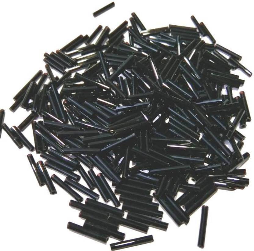 Atifa embroidery material Black half inch/13 mm pipe cut glass beads for embroidery, decoration, craft and jewellery making(100 gm)