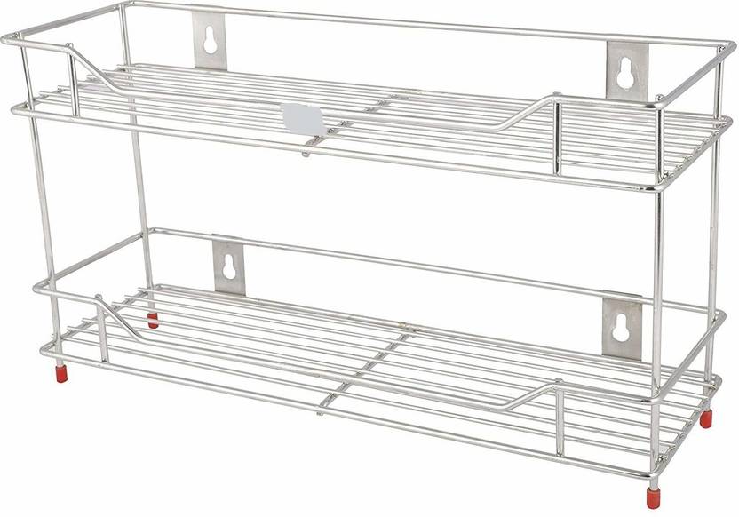 WAYMORE Cutlery Kitchen Rack Steel S.S. Multipurpose 2 Layer Wall Mount