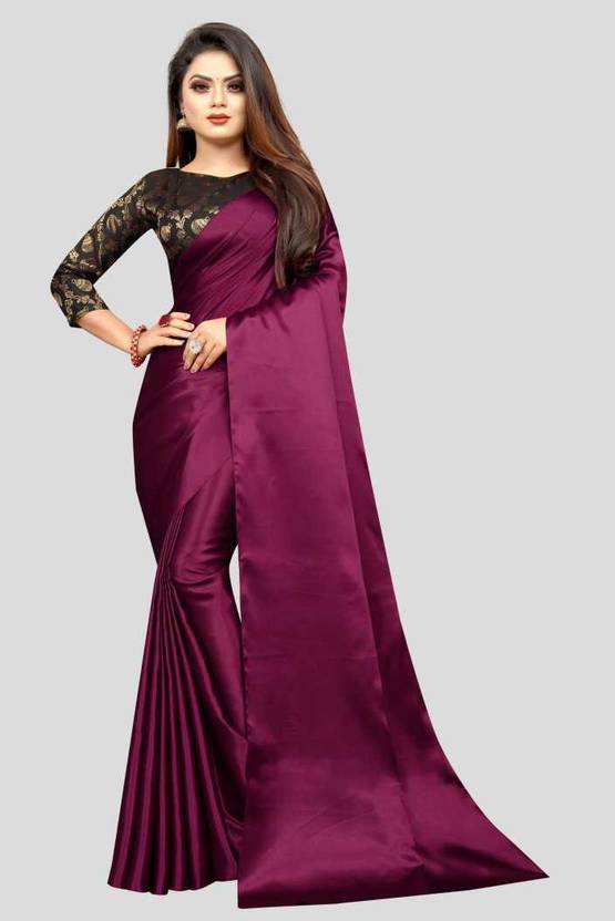 Amiga fashion Solid/Plain Bollywood Satin Saree