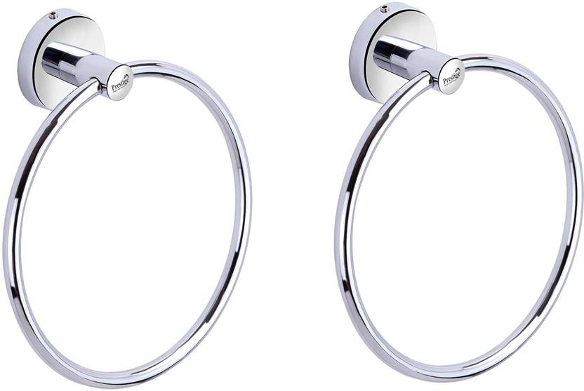 Prestige Premium Quality Stainless Steel round Towel Ring Holder set of 2 Silver Towel Holder (Stainless Steel) Silver Towel Holder