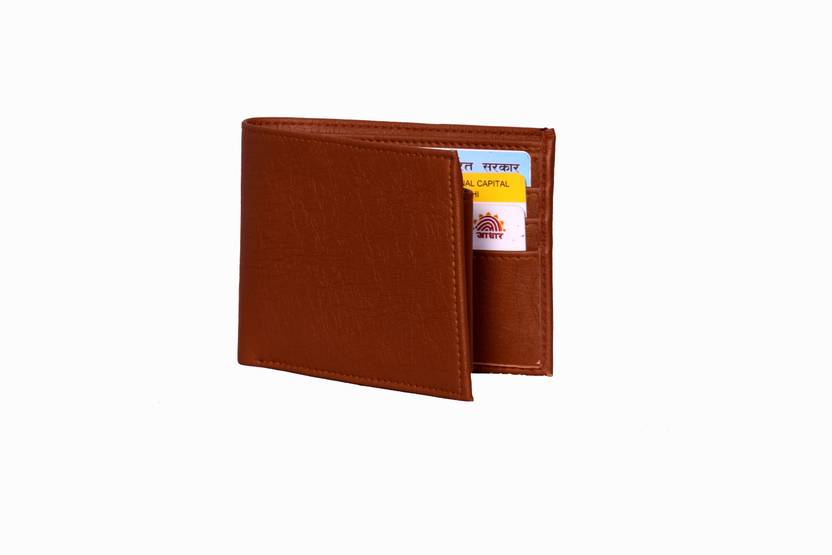 aaryan Men Casual Tan Artificial Leather RFID Wallet - Mini