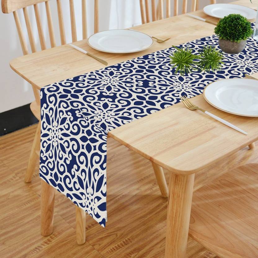 HOMADORN Blue 152 cm Reversible Table Runner