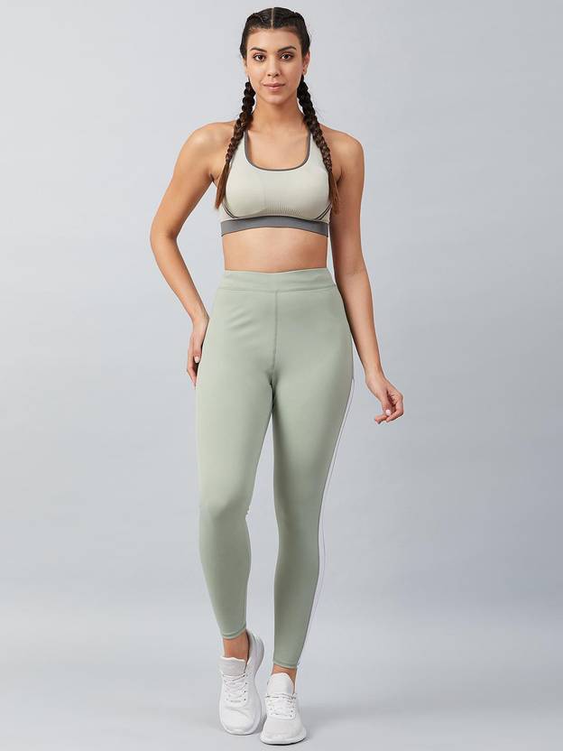 Solid Women Light Green, White Tights