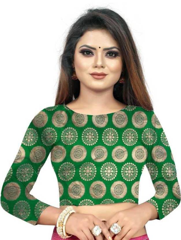 AANZIA Unstitched Art Silk Blouse Material Self Design