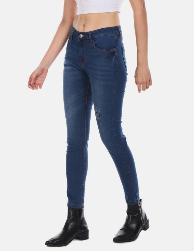 Women Skinny High Rise Blue Jeans