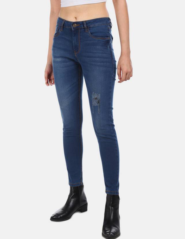 Women Skinny High Rise Blue Jeans