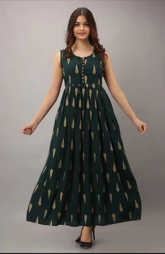 HITIKSHAA FASHION Printed Viscose Rayon Anarkali Kurta for Women