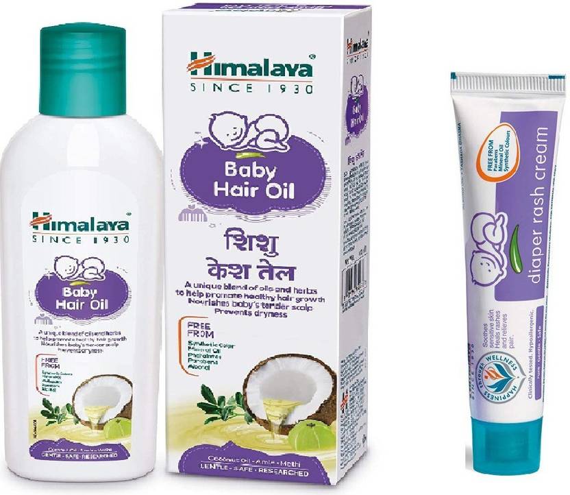 HIMALAYA BABY HAIR OIL 200 ML WITH DIAPER RASH CREAM 20 G Price in