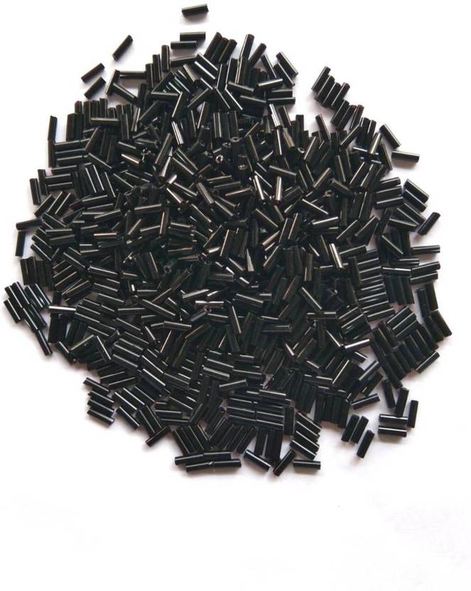 Atifa embroidery material black pipe cut glass beads for Craft, embroidery and jewellery work(100 gm)