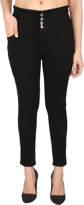 Women Skinny High Rise Black Jeans