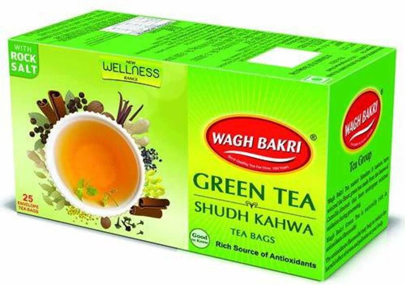 Waghbakri Wagh Bakri Green Tea Shudh Kahwa Tea Bag 25 Tea Bags Pack of 3 Green Tea Bags Box
