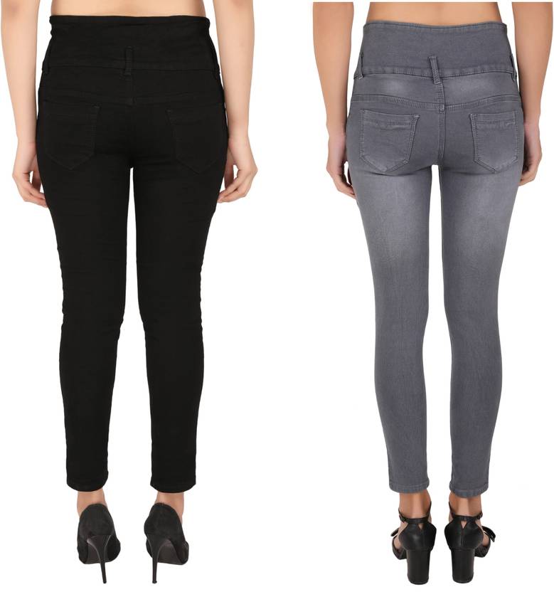 Women Skinny High Rise Black, Grey Jeans