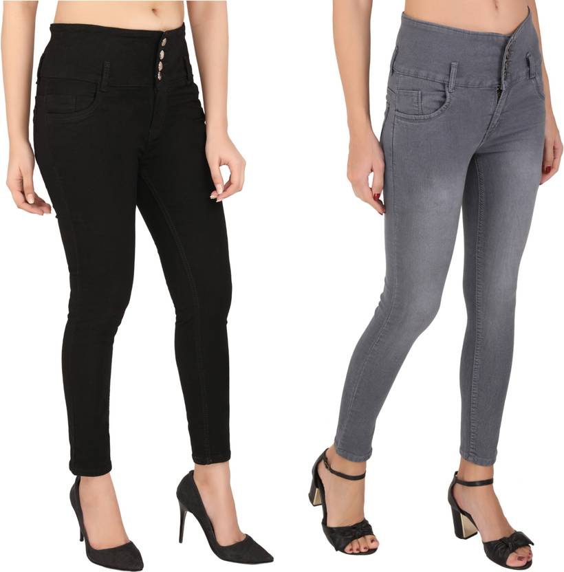 Women Skinny High Rise Black, Grey Jeans