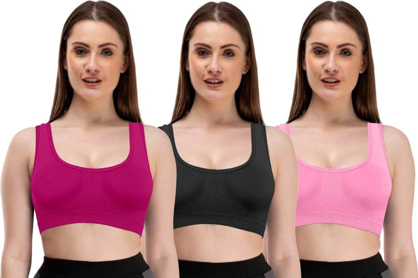 Pack of 3 Women Sports Non Padded Bra  (Multicolor)