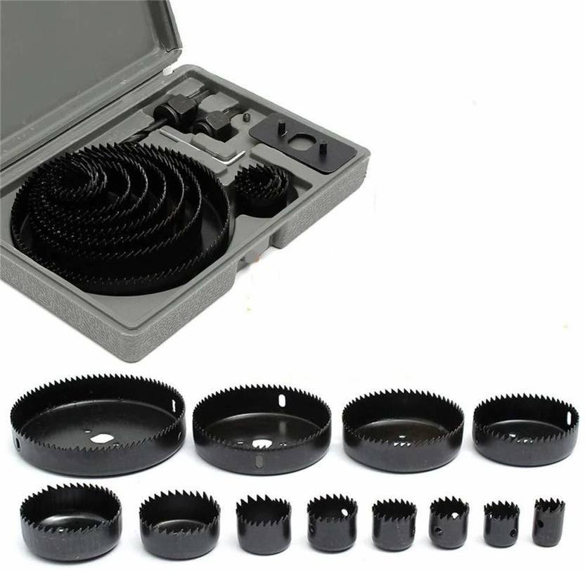 TruTool Hole Saw Kit with Mandrels Hex Key Install Plate for Wood, Ideal for Soft Wood PVC Board