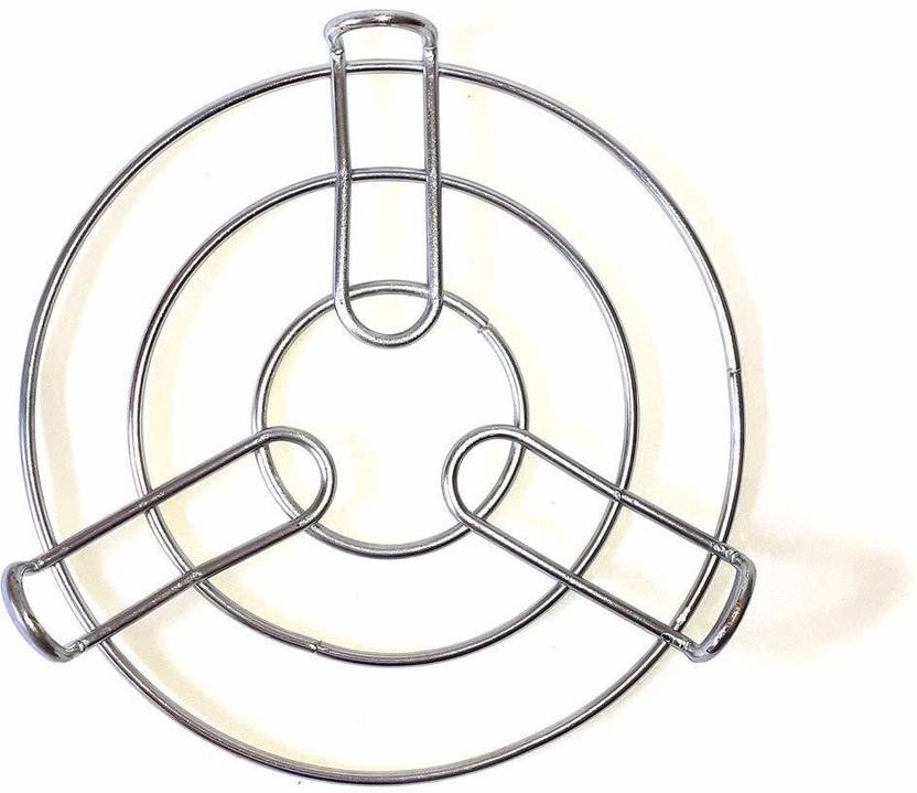Urbanware Kitchen Cooking Pot Steaming Tray Stand Stainless Steel Round Cooker Steamer Rack Stand Cookware Tool Mirror Trivet (Pack of 1) Miror Finish Trivet (Pack of 1) SILVER Trivet