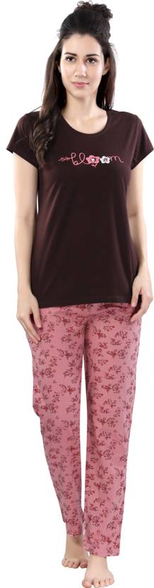 DZZO Women Printed Multicolor Top & Pyjama Set
