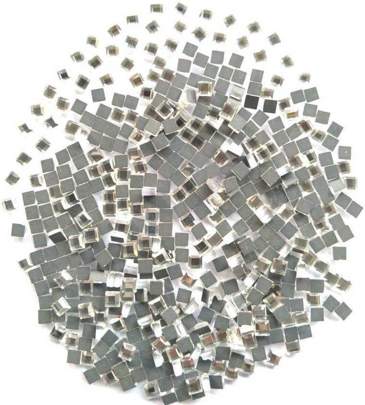 Atifa embroidery material 4X4mm white square glass stone for hand ,decoration,craft and jewellery making(pack of 500 pieces)