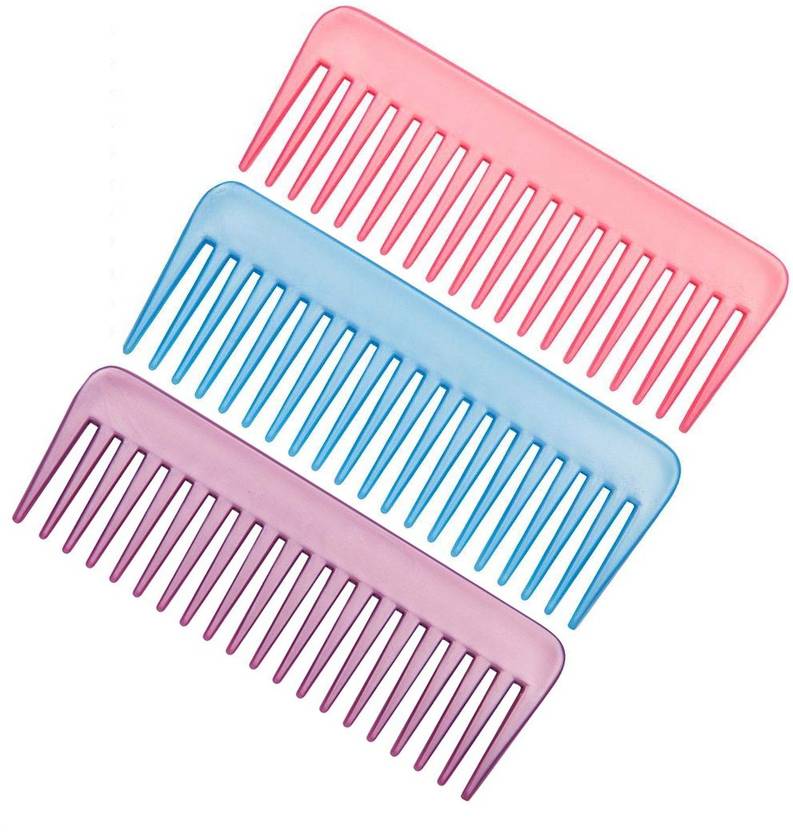 MYYNTI Hairdressing Salon Women Hair Clipper Haircut Brush Wide Tooth Comb Hair Styling Tools Multicolor (Pack of 3)